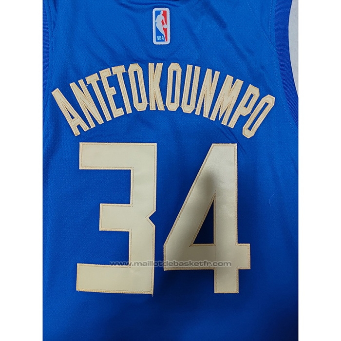 Maillot Milwaukee Bucks Giannis Antetokounmpo #34 Ville 2022-23 Bleu